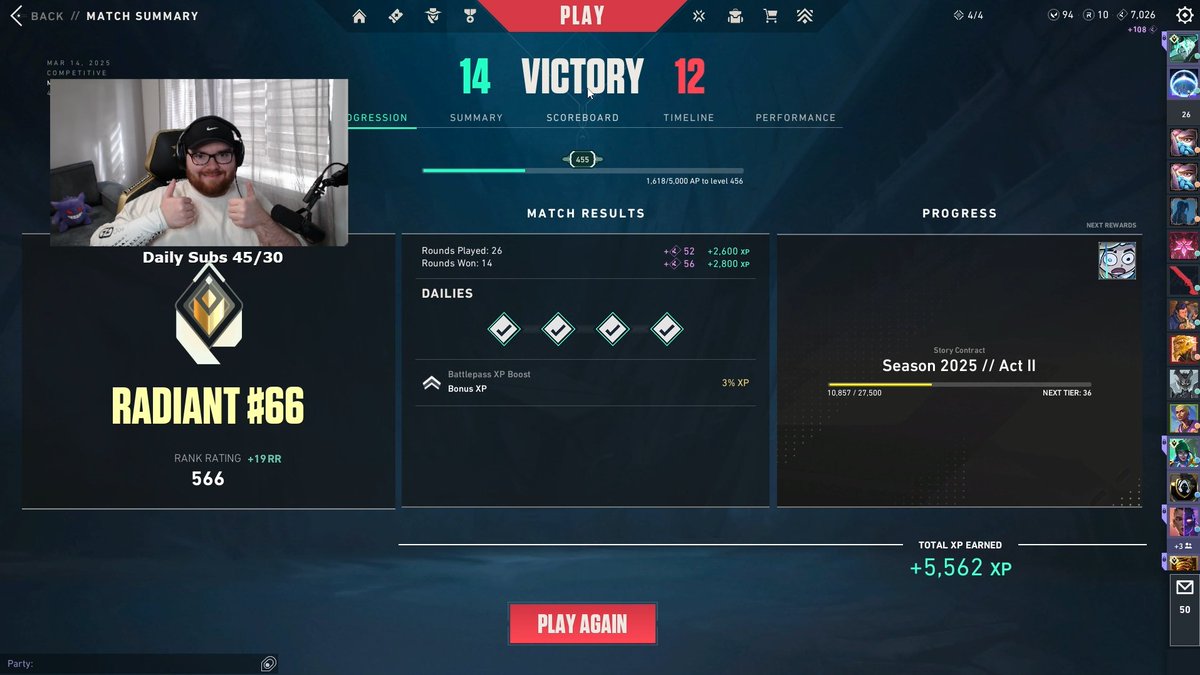 AdrianLFPS's tweet image. Hit Radiant again 😈