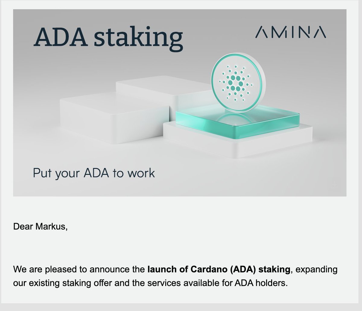 F_Gregaard's tweet image. And happy to announce we got another bank to offer staking of ADA and by that not just participating in the security of Cardano but also offer holders of ADA possibility of Rewards and potentially structuring.