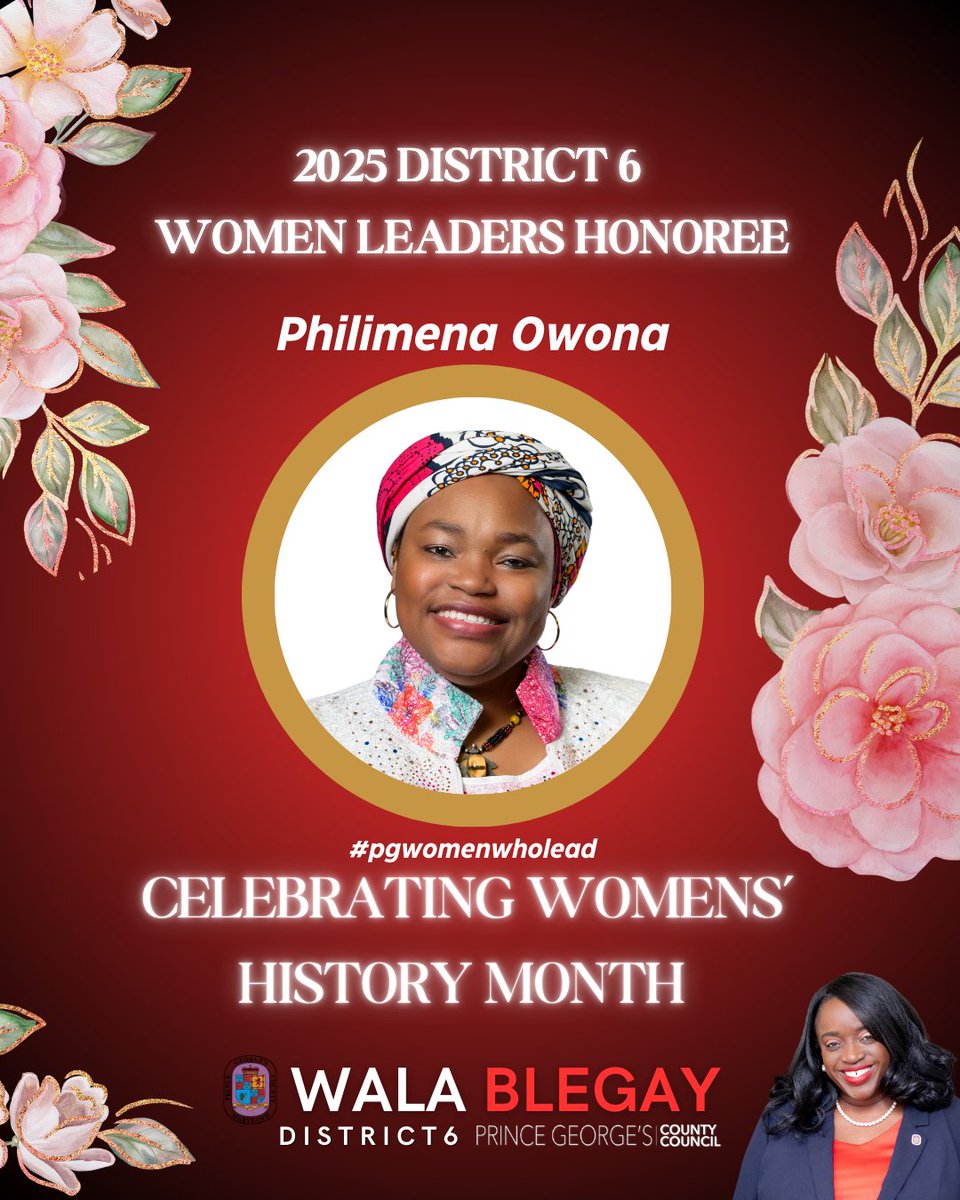 Celebrating Women’s’ History Month 🎉2025 District 6 Women Leaders Honoree 🎉Philimena Owona #pgwomenwholead 💜🌿🌷 #WomensHistoryMonth #BreakingBarriers #WomenLeaders #Trailblazers #EmpoweredWomenEmpowerWomen #princegeorgecountystrong #strongertogether 💜🌿🌷