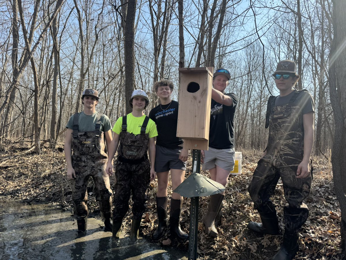 TBHS_Wood_Tech's tweet photo. Last semester’s Wood Tech and Eco &amp; Wildlife students  were able to go on a trip to BK Leach to hang the Wood Duck Nesting boxes that we built as a group. 

Overall, great experience for students, teachers and conservation agents! @TBHSwildlife https://t.co/3eBQMyAKeu