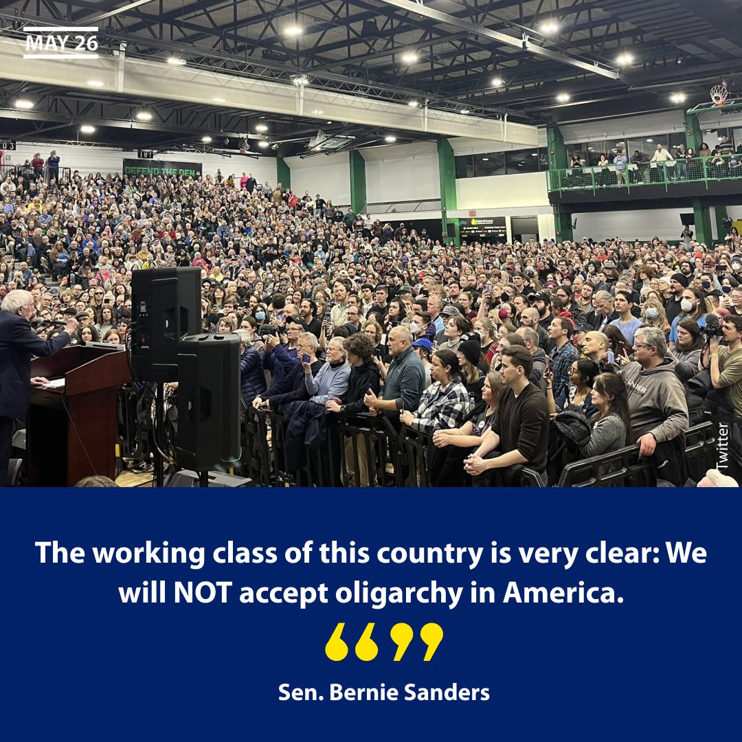 May 26 (@_may26__) on Twitter photo "The working class of this country is very clear: We will NOT accept oligarchy in America."-<a href="/BernieSanders/">Bernie Sanders</a> "The working class of this country is very clear: We will NOT accept oligarchy in America."-<a href="/BernieSanders/">Bernie Sanders</a>