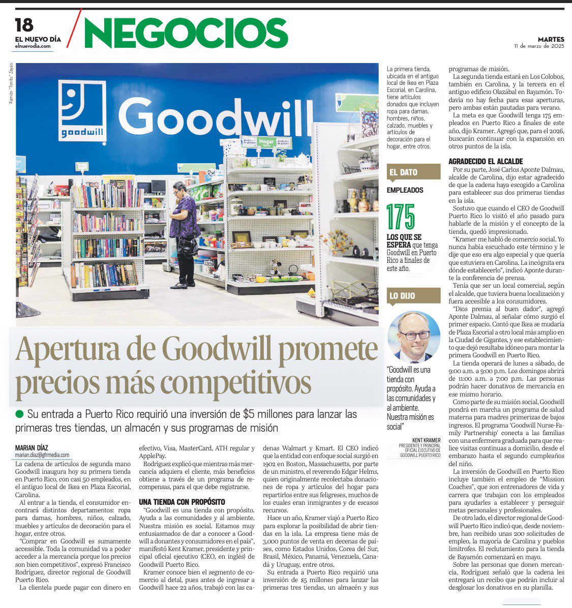 Cary Pierluisi (@pierluisicary) on Twitter photo ¡Excelente noticia para Puerto Rico! Llegó Goodwill para ofrecer artículos a precios accesibles a la vez que transforma vidas con empleo y capacitación para los más necesitados. Comprar en Goodwill es apoyar su misión de apoyo social. ¡Excelente noticia para Puerto Rico! Llegó Goodwill para ofrecer artículos a precios accesibles a la vez que transforma vidas con empleo y capacitación para los más necesitados. Comprar en Goodwill es apoyar su misión de apoyo social.
