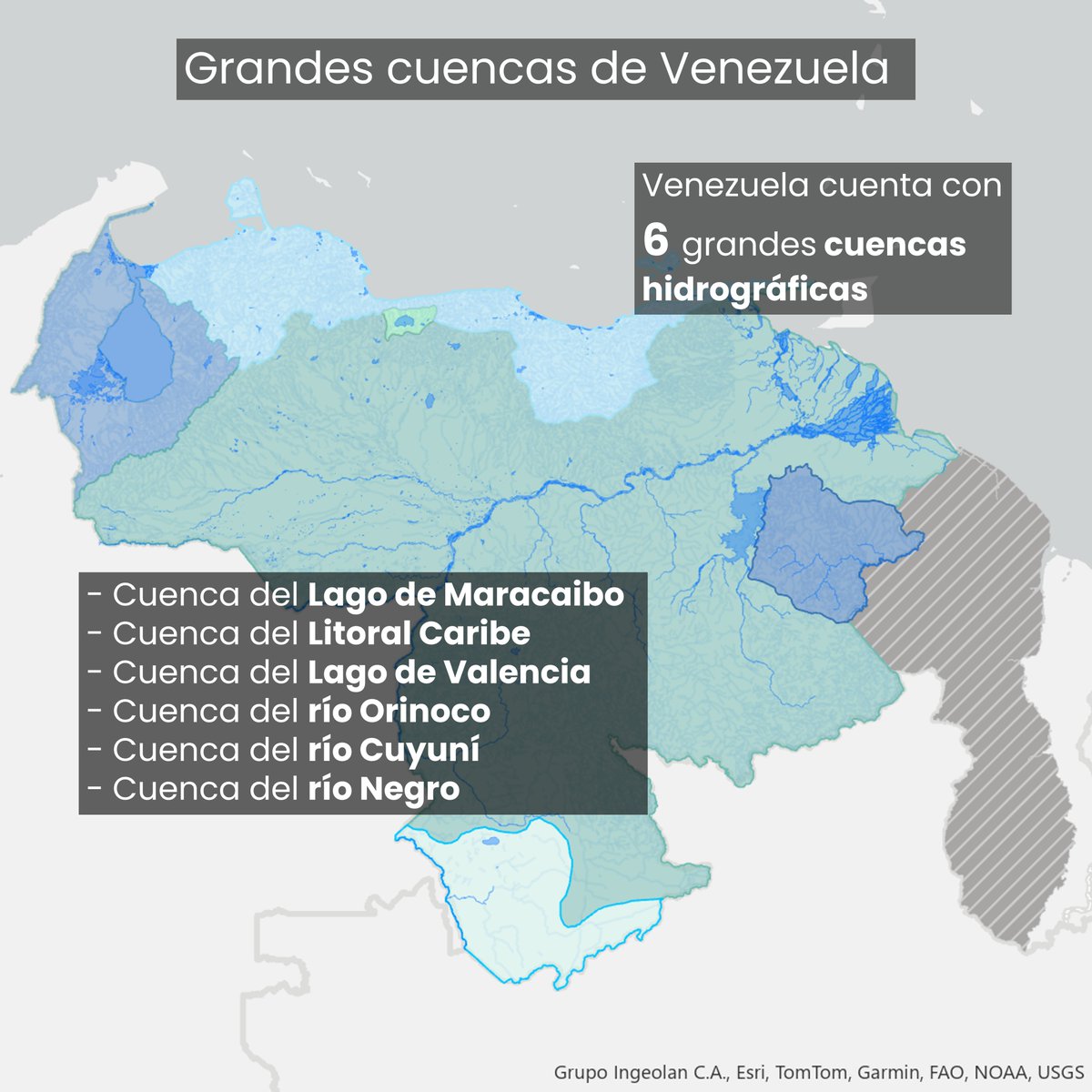 Uno de nuestros recursos más valiosos es el agua que recorre todo el país, alimentando nuestros ríos, lagos y ecosistemas. Las cuencas hidrográficas son esenciales para la vida, la biodiversidad y el desarrollo sostenible de Venezuela.

link: venezuela360.org/arcgis/apps/ex…