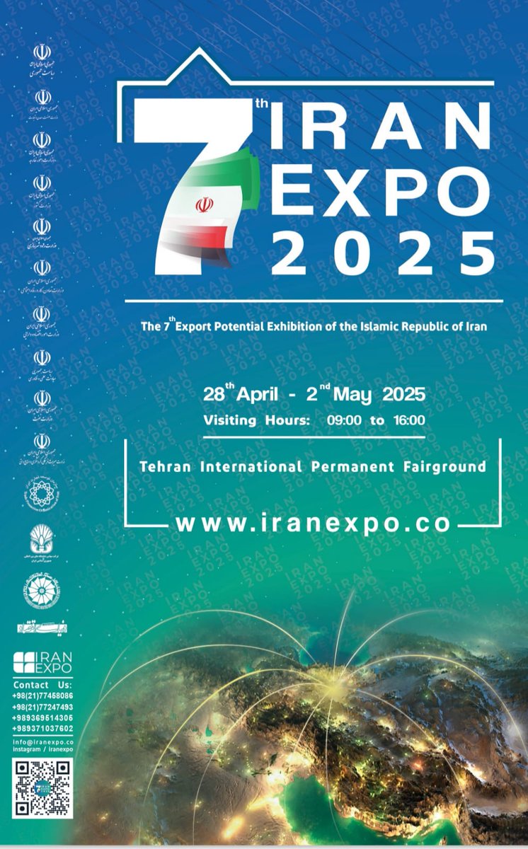 IRANinGHANA's tweet photo. April 28 – May 2, 2025, Tehran International Permanent Fairground will be hosting the 7th Exhibition of Export Potentials of the Islamic Republic of Iran (Iran Expo 2025), showcasing Iran’s top industries and innovations.
#EXPO2025
https://t.co/XBs9IoUoDl https://t.co/xJZOQguoc2
