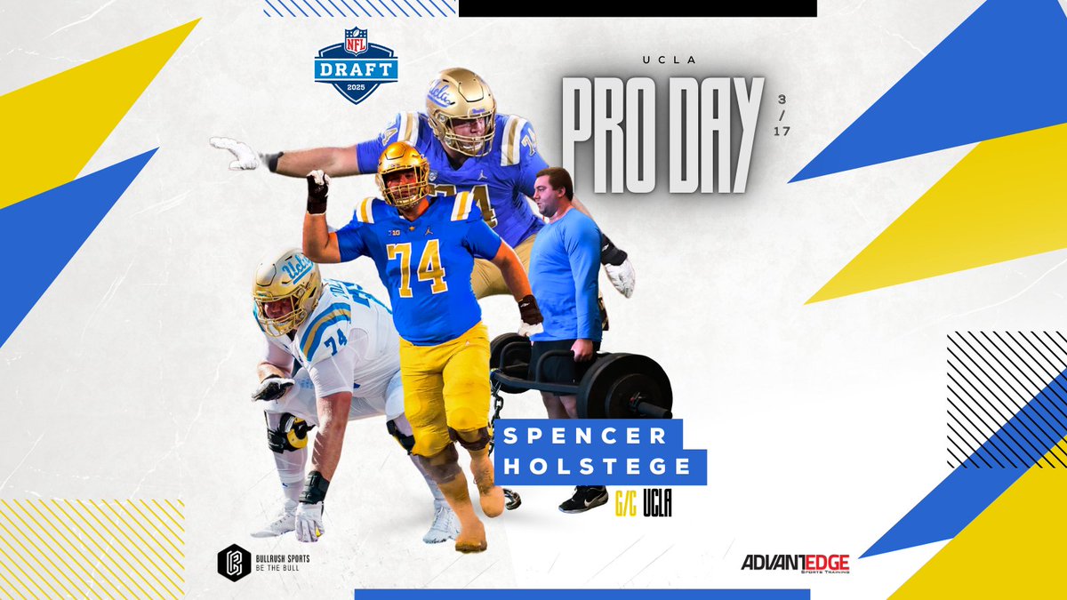 bullrush_sports's tweet photo. Pro Day 3/17 for UCLA's Mr. Reliable. He's racked up an amazing 56 straight @bigten starts at G. Look for ๐popping bench & smooth footwork. Almost showtime in โ๏ธ LA for @spencerholstege #UCLAProDay #NFLDraft2025 https://t.co/Yh0tJv3wmW