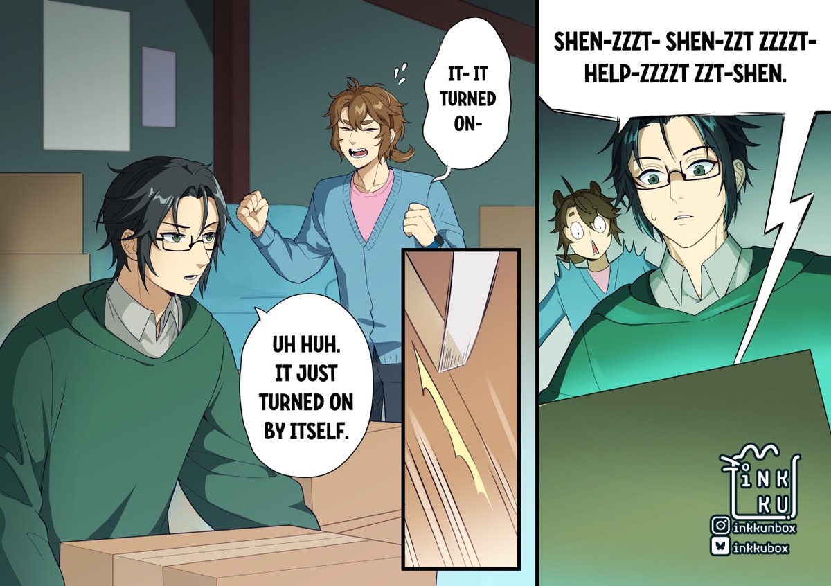 inkkubox's tweet photo. This is my piece for the #SVSSSBigBang ! I wish to be able to do more but sadly I only have the time to finish 1 page 🥲. Happy ghost hunting, I did a modern AU of Shen Yuan and Shang Qinghua 👻
You can read the fic here! https://t.co/ob6uS9hQ7c

@SVSSSBigBang https://t.co/1qZohaNedQ