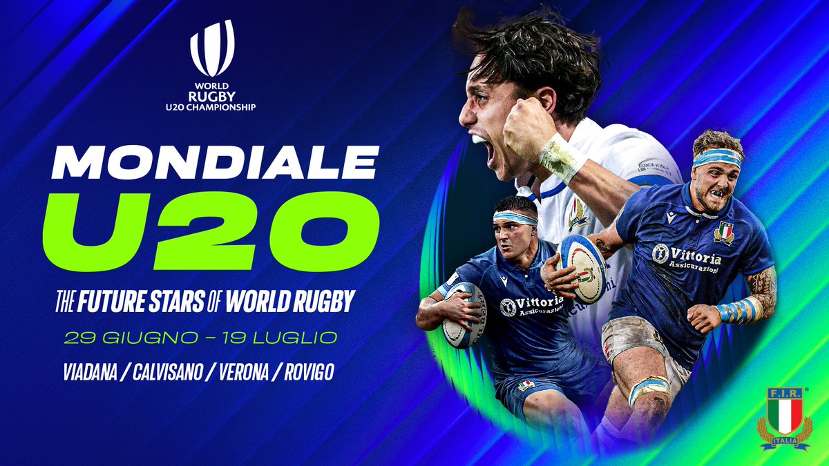 Il prossimo #WorldRugbyU20s si giocherà in Italia 🇮🇹
𝙊𝙜𝙜𝙞 in campo i campioni di 𝙙𝙤𝙢𝙖𝙣𝙞 ⭐

📅 29 giugno - 19 luglio 2025

📍 Calvisano (BS) ▪︎ Rovigo ▪︎ Verona ▪︎ Viadana (MN)

#insieme #rugbypassioneitaliana
