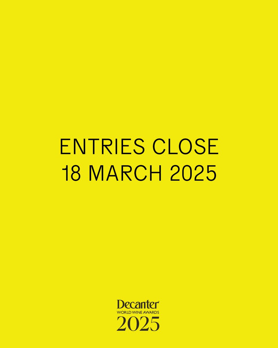 Entries for DWWA 2025 close next week! 

This is your chance to make your mark on the global stage 🏆 Follow the link to complete your registration today... decanter-awards.visitlink.me/eLITrJ

#DWWA #DWWA2025 #decanterawards #wineawards #winecompetition