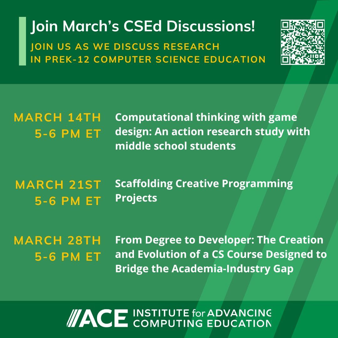 Be a part of the dialogue and bridge the gap between research findings and classroom practices with the #CSEd Discussion Group! For more details on each week's topics, visit us at buff.ly/3Ww0Mrs
