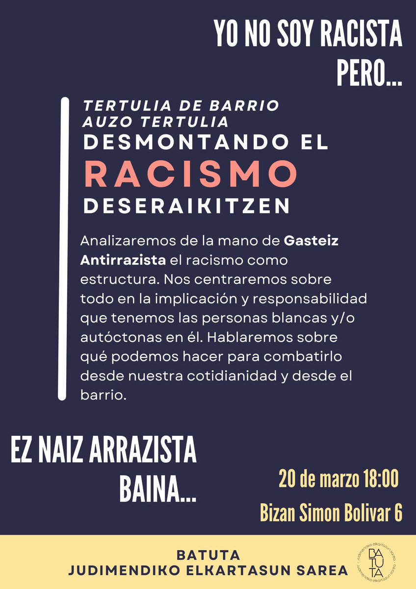 Martxoaren 21ean arrazakeriaren aurkako eguna da. Bi deialdi ditugu auzoan testuinguru honetan.

Zatoz eta zabaldu!