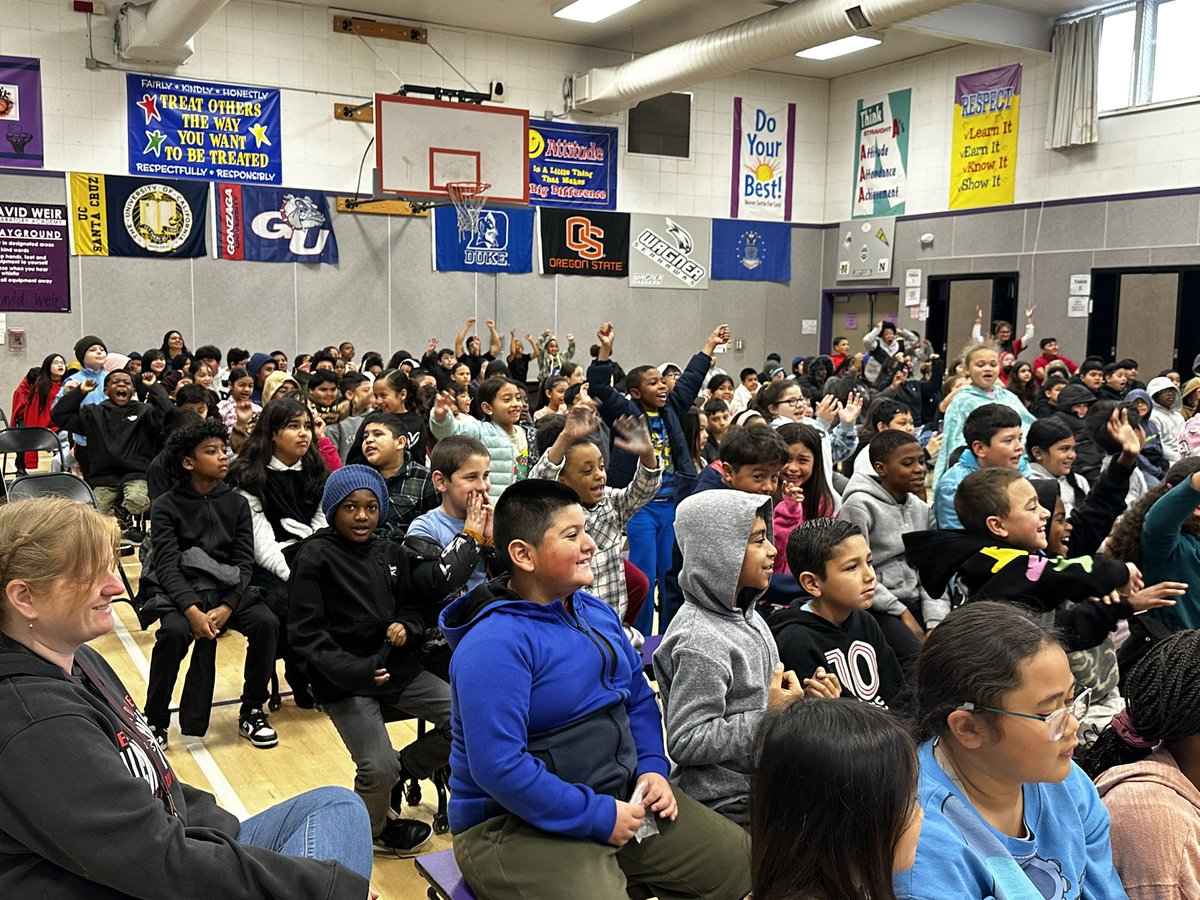 Weir 3rd-5th grade scholars are so excited for @kaiserpermanente Empathy Quest performance! It’s a SLAM DUNK to Attend school each day and see great performances! #weirinittowin