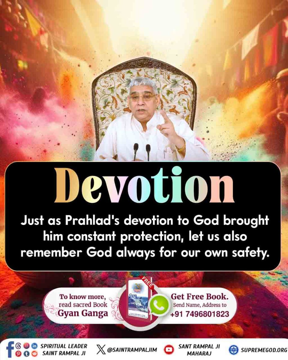 Devotion

Just as Prahlad's devotion to God brought him constant protection, let us also remember God always for our own safety.
#संतों_की_असली_होली

Sant RampalJi Maharaj YouTube
⤵️
youtu.be/SJrHxfqaS0g?si…