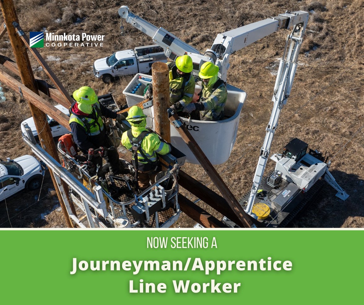 Minnkota is looking to hire a Journeyman/Apprentice Line Worker who is dedicated to providing safe and reliable power to the region. If you have experience building and maintaining high-voltage transmission lines, apply today at minnkotacareers.com!

#poweron #hiring