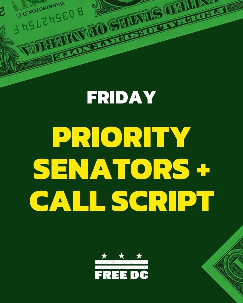 🚨 TODAY is vote day.

$1.1 BILLION of D.C. residents’ local tax dollars is at risk. Congress is trying to block us from spending our OWN money — a direct attack on our right to self-govern.

📞 TELL SENATORS: Kill the #CRBill — Vote NO on Cloture.
➡️ bit.ly/dcs-budget