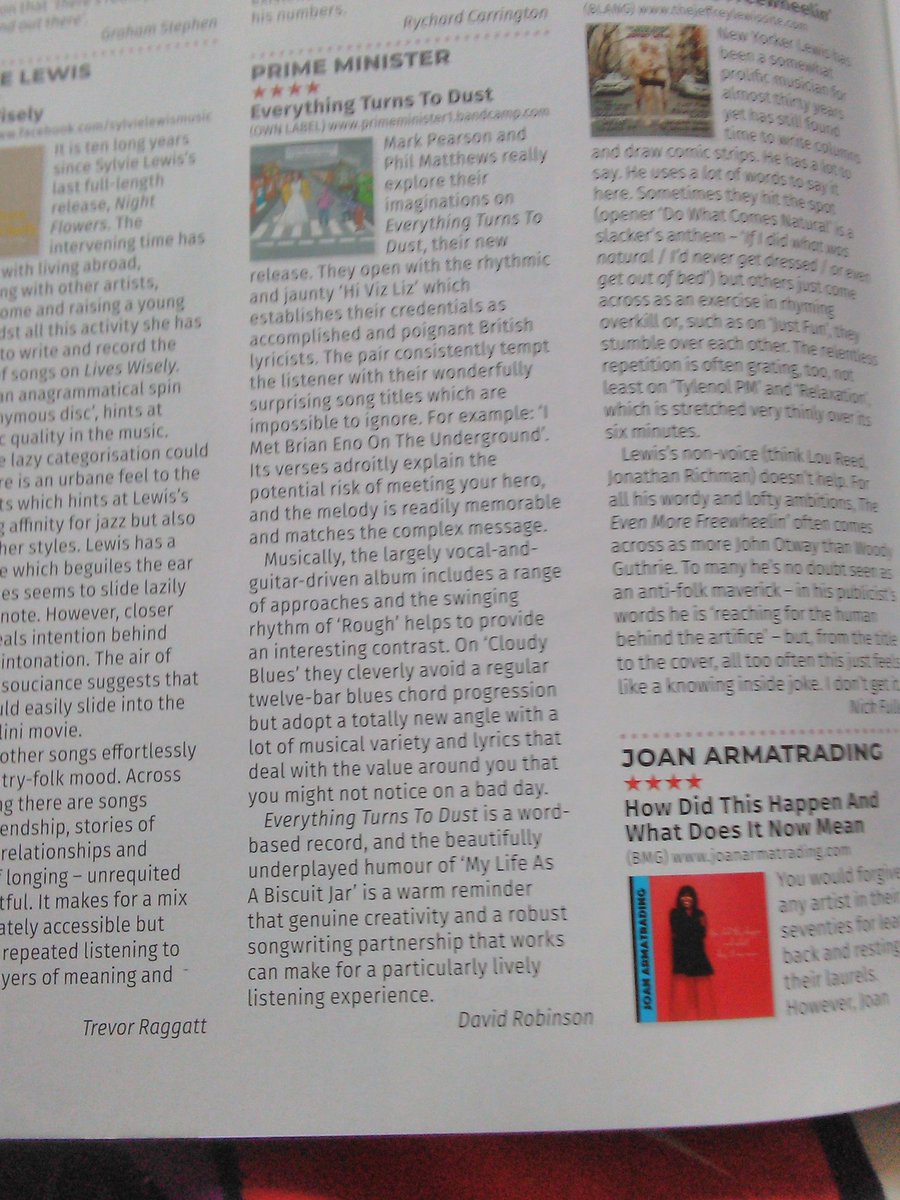 I am beyond excited to receive this review of my latest album in RnR magazine. The album is available at primeminister1.bandcamp.com.