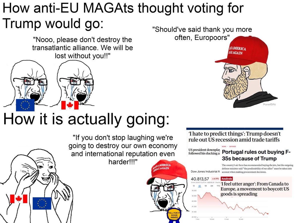 "Crashing your own economy and destroying all the soft power you country spent the last 80 years building up to own the libs" by u/Grouchy_Vehicle_2912