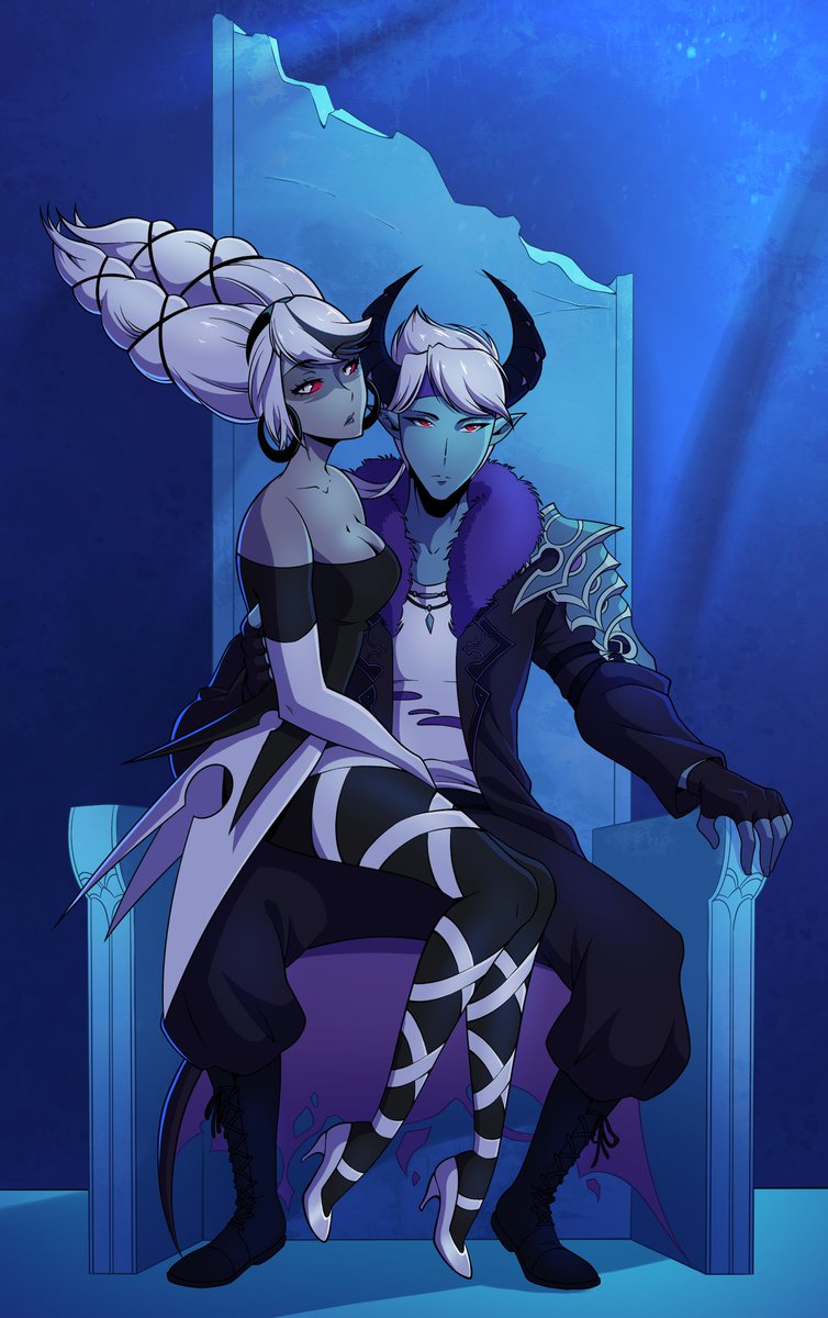 Commission for <a href="/JotaroKujo1017/">Justin</a> ✨💕💕

He wished for Carmilla Carmine with his oc in the Solo Leveling art style!

#HazbinHotel #SoloLeveling #Commission