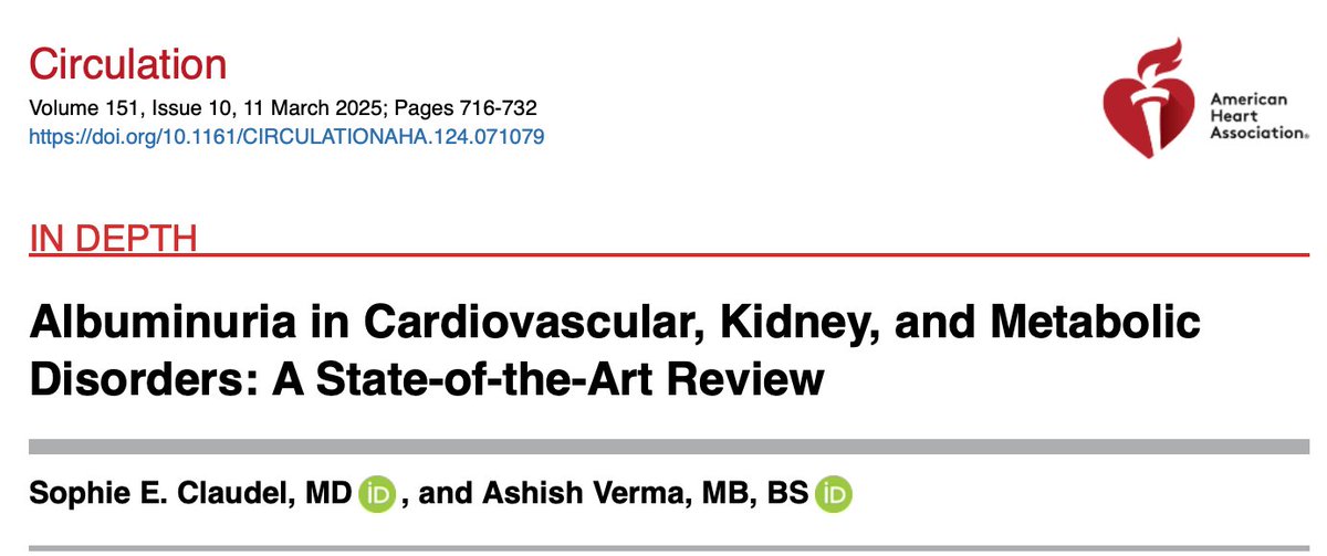 Abdulla A. Damluji, MD, PhD (@drdamluji) on Twitter photo Albuminuria in Cardiovascular, Kidney, and Metabolic Disorders: A State-of-the-Art Review: <a href="/CircAHA/">Circulation</a> <a href="/AHAScience/">AHA Science</a>
🥸 nice paper!
😱 Summary
👇👇👇 Albuminuria in Cardiovascular, Kidney, and Metabolic Disorders: A State-of-the-Art Review: <a href="/CircAHA/">Circulation</a> <a href="/AHAScience/">AHA Science</a>
🥸 nice paper!
😱 Summary
👇👇👇