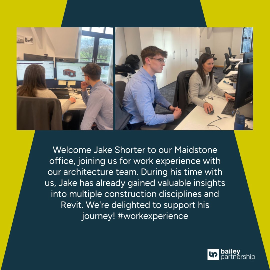 Welcome Jake Shorter to our Maidstone office, joining us for work experience with our architecture team. During his time with us, Jake has already gained valuable insights into multiple construction disciplines and Revit. We're delighted to support his journey! #workexperience