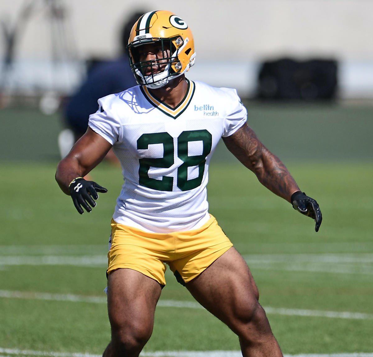 JClarkNBCS's tweet photo. New Eagles running back AJ Dillon says the most he has squatted is 615 pounds but he has never done Max weight. It was more for repetition. He says he is ready for a competition with Saquon Barkley and possibly Jalen Hurts https://t.co/dY4CI523yY