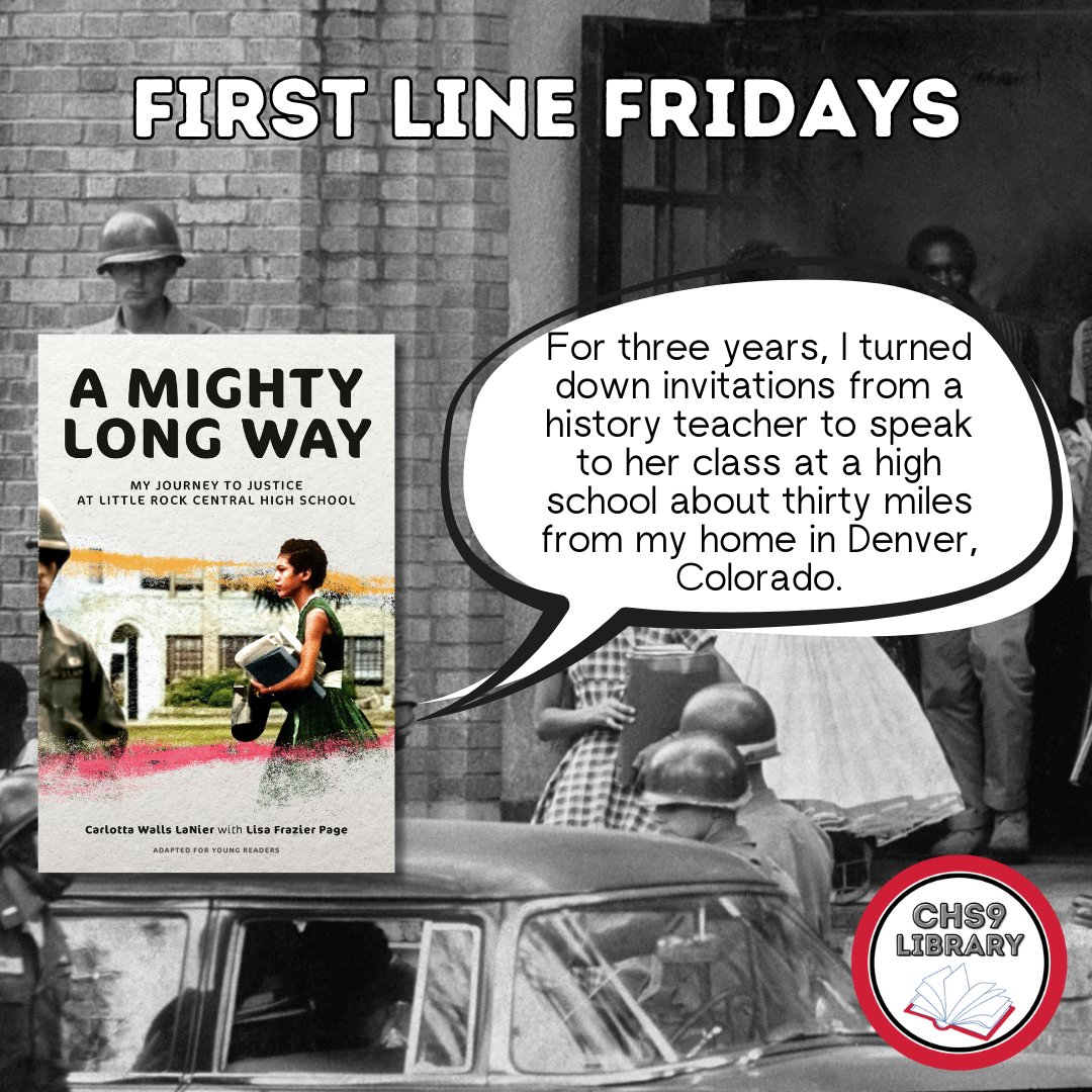 CHS9LIB's tweet image. Carlotta Walls LaNier, age 14 in 1957, was one of 9 Black students who integrated Little Rock Central High School. Read her story of prejudice &amp;amp; hatred, &amp;amp; how she persevered through it all to become the school’s first Black female graduate.
#CHS9Reads #FirstLineFridays @CISDlib