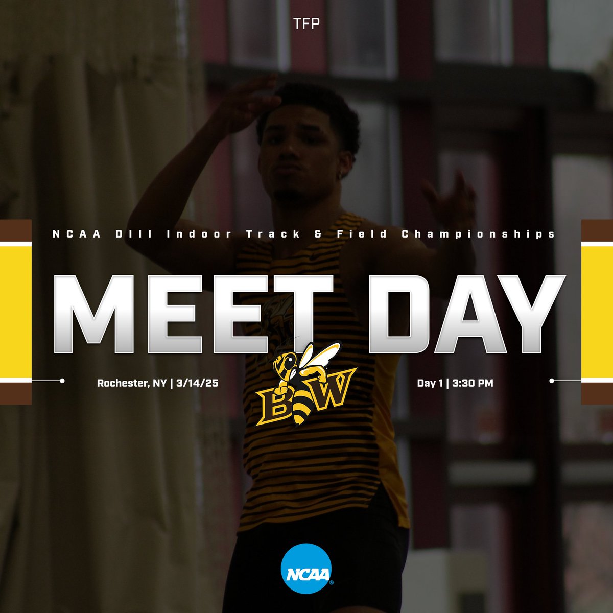 It’s meet day, Jacket fans! Today, Kaedan will compete in the long jump at the national meet, starting at 3:30 PM. Make sure to tune in!🐝🐝
#bwtfp #ncaad3 #nationals #longjump #bwgritsince1845 #trackandfield