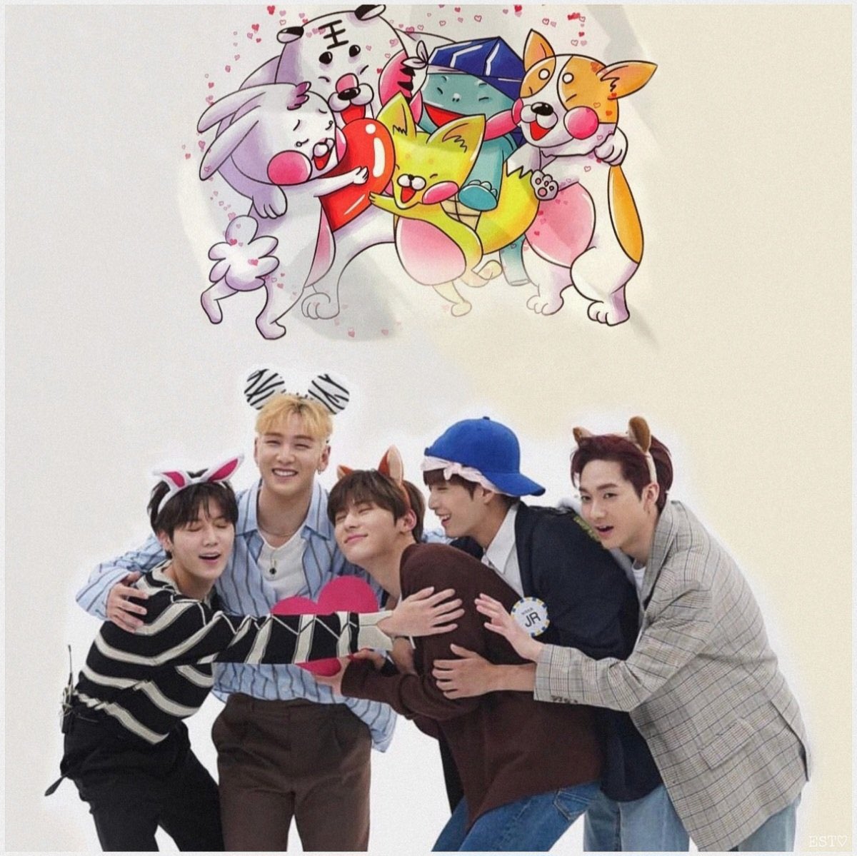 即使时间再变，我们也不会变❣️
#뉴이스트_데뷔13주년_축하해
期待我们再次重逢的春天🌸
#NUEST_13TH_ANNIVERSARY
㊗️NU'EST出道13周年快乐！
🩷🐢🐶🐯🦊🐰🩷