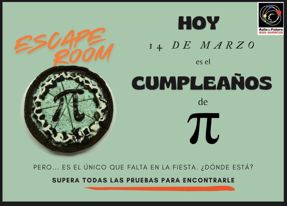 El alumnado de Matemáticas 1ºESO-A y las profesoras Cristina Vereas y María Portillo, han sido invitadas hoy al cumpleaños de Pi. Pero... es el único que falta a la fiesta. ¿Dónde estará? Lo descubriremos en el #AdFE y disfrutarán del #DíaEscolardelasMatemáticas