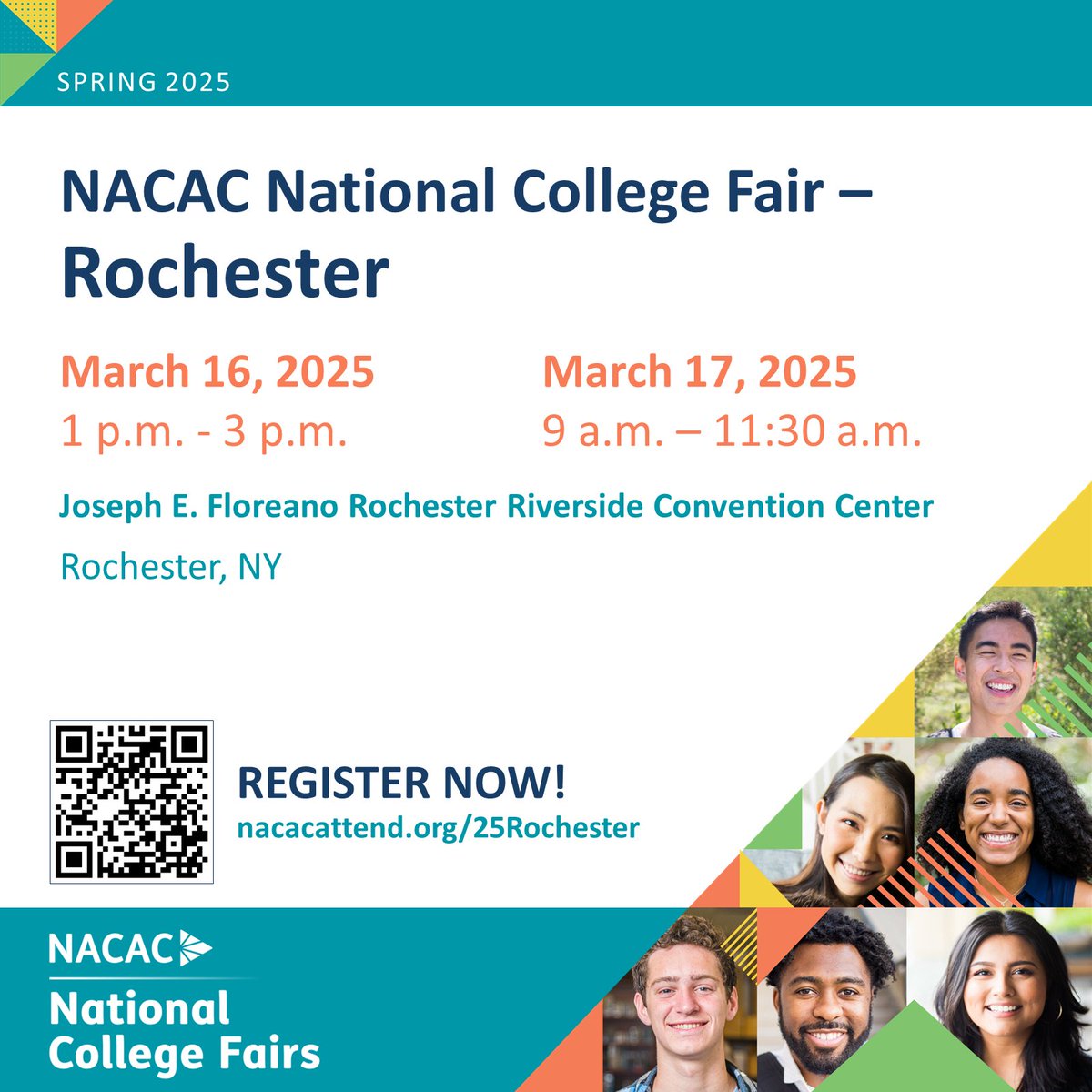 NACACFairs's tweet image. NACAC College Fairs are happening across the country and virtually. Registration is open for attendees and exhibitors. 
Attendee registration: ow.ly/sEwj50Vi4jw
Exhibitor registration: ow.ly/YRpn50Vi4jx
#collegeaccess #collegefairs #collegesearch