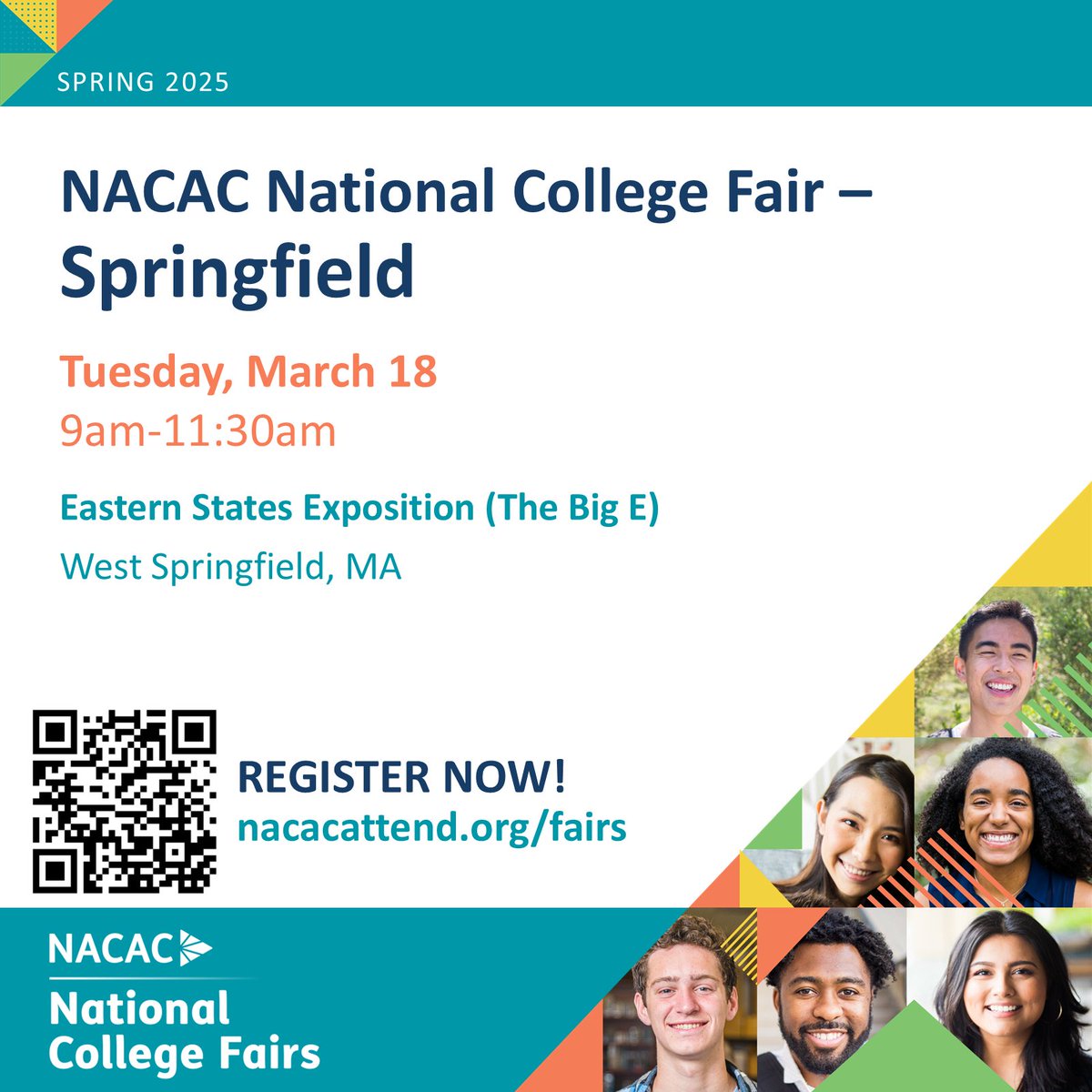 NACACFairs's tweet image. NACAC College Fairs are happening across the country and virtually. Registration is open for attendees and exhibitors. 
Attendee registration: ow.ly/sEwj50Vi4jw
Exhibitor registration: ow.ly/YRpn50Vi4jx
#collegeaccess #collegefairs #collegesearch