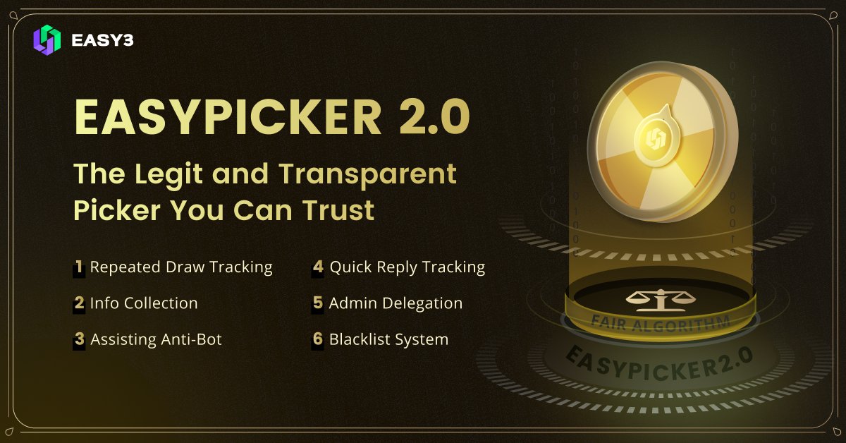 Easy0x's tweet image. EasyPicker 2.0 is now fully open to all users—no more access requests needed!

👉Official link: easy3.app

Some users might not be aware yet, so here’s a quick update:
1️⃣ No more access requests—anyone can now use EasyPicker 2.0 directly.
2️⃣ Each user can pick 2…