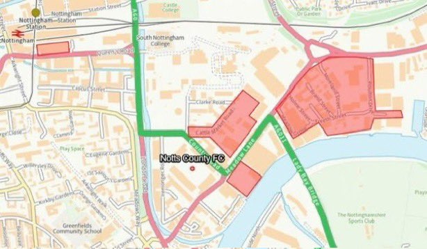 Travelling to <a href="/Official_NCFC/">Notts County FC</a> v <a href="/ChesterfieldFC/">Chesterfield FC</a> and require parking… there are numerous private parking and on street parking around Cattle Market Rd and Meadow Lane, as well as a large multi-storey besides the train station.