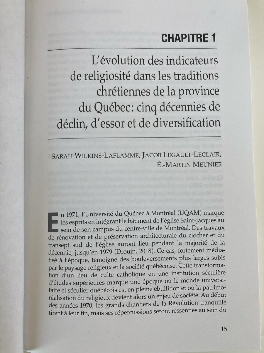 Nouvel ouvrage et nouveau chapitre sur l’état du christianisme au Québec. À l’invitation de Frédéric Dejean et de Catherine Foisy, <a href="/swilk033/">Sarah Wilkins-Laflamme</a>, E.-Martin Meunier et moi avons brossé le portrait de l’évolution des christianismes au Québec depuis 1971.
