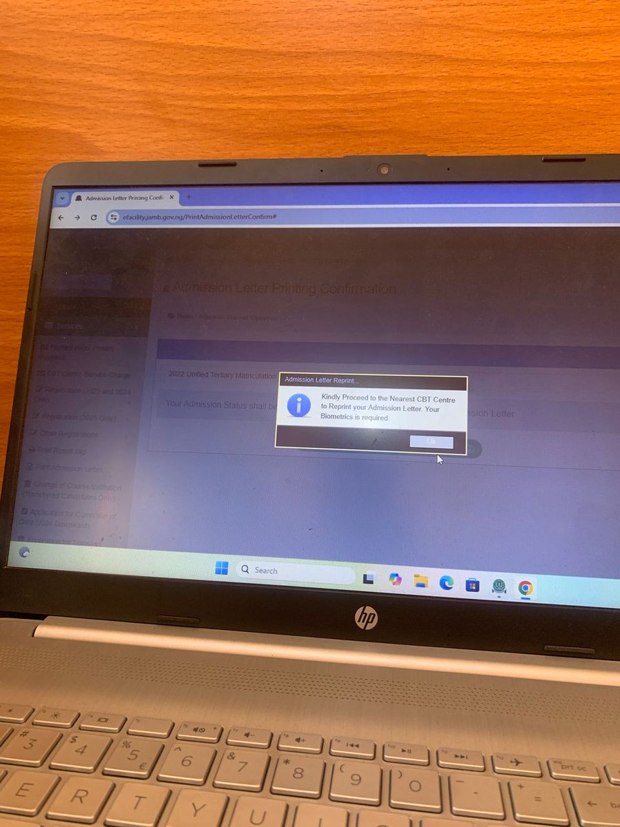 Wa_Reez's tweet photo. @JAMBHQ Please I'm unable to print my admission letter. I was at Jamb Office whenever they are to generate payment for admission letter a message pop's up to say “My Biometric is required".Meanwhile, Jamb Chrome isn't allowing me to make new payment.
Ticket number:-250314-QL1Q92 https://t.co/qf6uRnnqsb