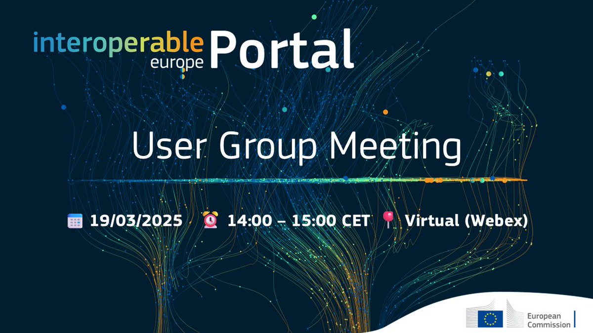 Within 5 days, a new interactive #UserGroupMeeting will take you through the newest changes and additions on the #InteroperableEuropePortal.

Attend the meeting, get the latest updates and share your own ideas and questions with us!

Register here:👉europa.eu/!Bhtq3f