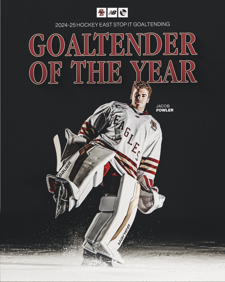 HabsOnReddit's tweet photo. Congrats to Jacob Fowler for being named the 2024-2025 Hockey East Goaltender of the Year for the second straight season 🔥
• 25-5-2 in 32 games
• 1.62 GAA
• .941 save %
• 7 shutouts
• 1 suspension for punching a MF 🥊
He is HIM 😎 https://t.co/W1D4POM2oa