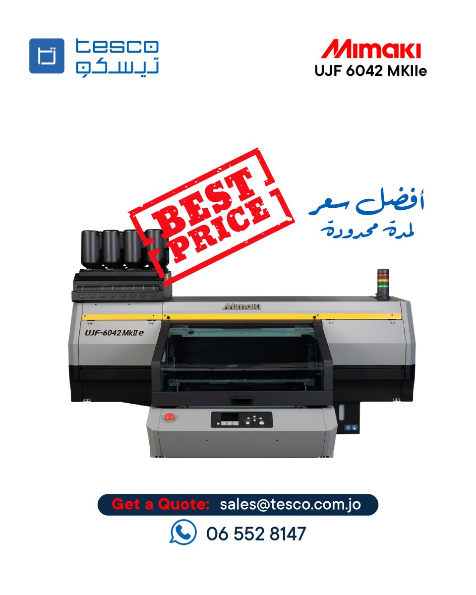 TescoJordan1's tweet image. Best Price Limited Offer.
Know more: 06 552 8147
Get a quote: sales@tesco.com.jo
#tescojo #mimaki #bestoffer #ramadan2025