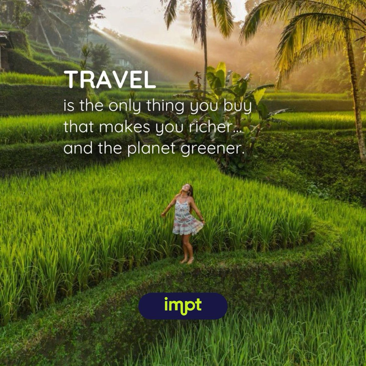 IMPT_token's tweet photo. 🌍✨ #Travel smart, give back! Every trip booked with IMPT doesn’t just enrich your soul—it helps the planet too. 🌱♻️ Explore, earn rewards, and offset your #CarbonFootprint.
🔗  https://t.co/1hGKPhOWs2

#SustainableTravel #ExploreResponsibly #IMPT #Hote... https://t.co/yMfYo44bVs