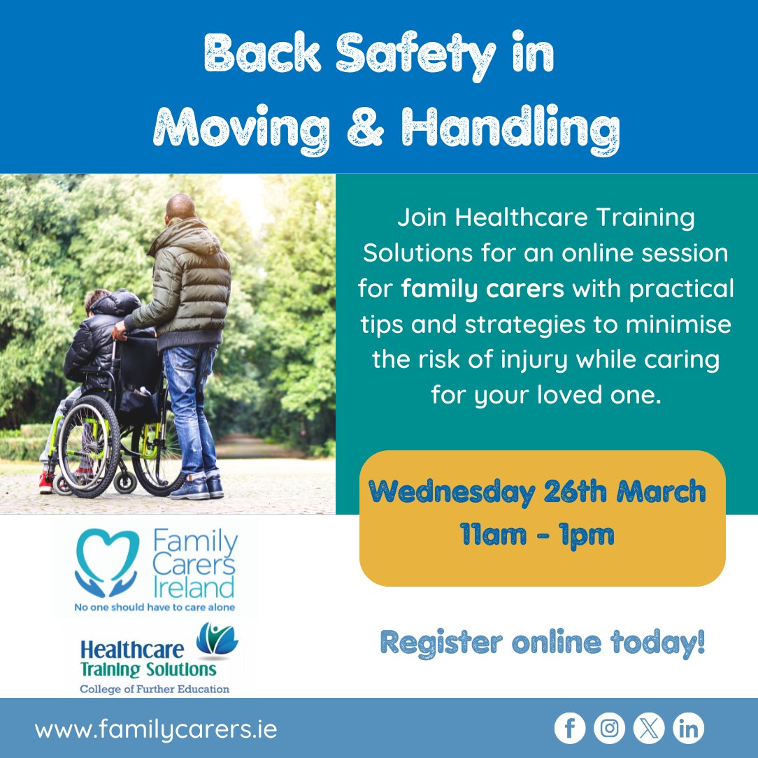 Learn how to look after your back while caring for loved ones during our session on Wednesday 26th March at 11am. Register at eventbrite.com/e/126753994910…