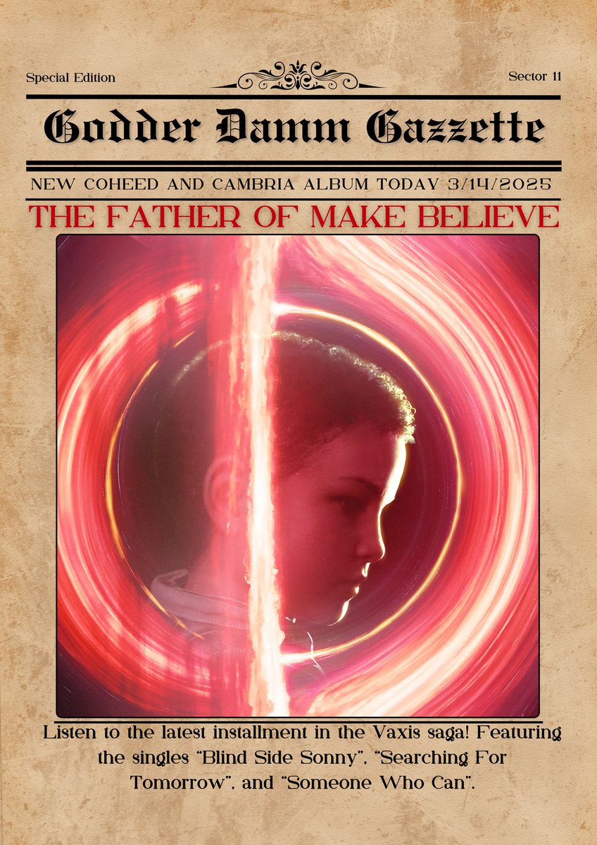GDGazzette's tweet photo. 🚨NEW @Coheed OUT NOW!!!🚨
Listen, here: https://t.co/p3BDqhAUe4
And report back to us with your favorite track from #TFOMB! https://t.co/yXvkUVZrf3