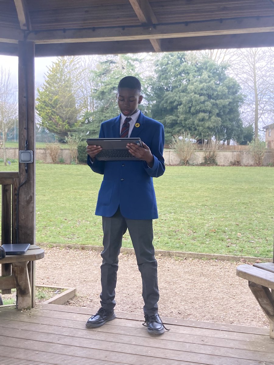 StNicksEng's tweet photo. To end #britishscienceweek2025, our Year 8 pupils recited powerful and compelling poems that they had written on the themes of change and adaptation, in our outdoor classroom. #SaintNicks #StNicksCreativity #StNicksEng #StNicksMiddle https://t.co/39O0gHJnQc