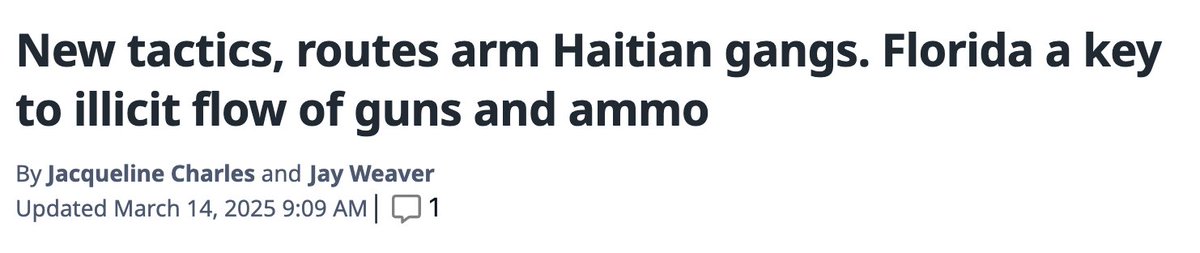 JakobJohnston's tweet photo. "The fastest, quickest way to dismantle the gangs in Haiti would be to stop the flow of weapons, especially ammunition," UN human rights expert Bill O'Neill said. 

Instead, the US and others have spent more than half a billion importing a security force while arms keep flowing. https://t.co/M2GtB5u9E0