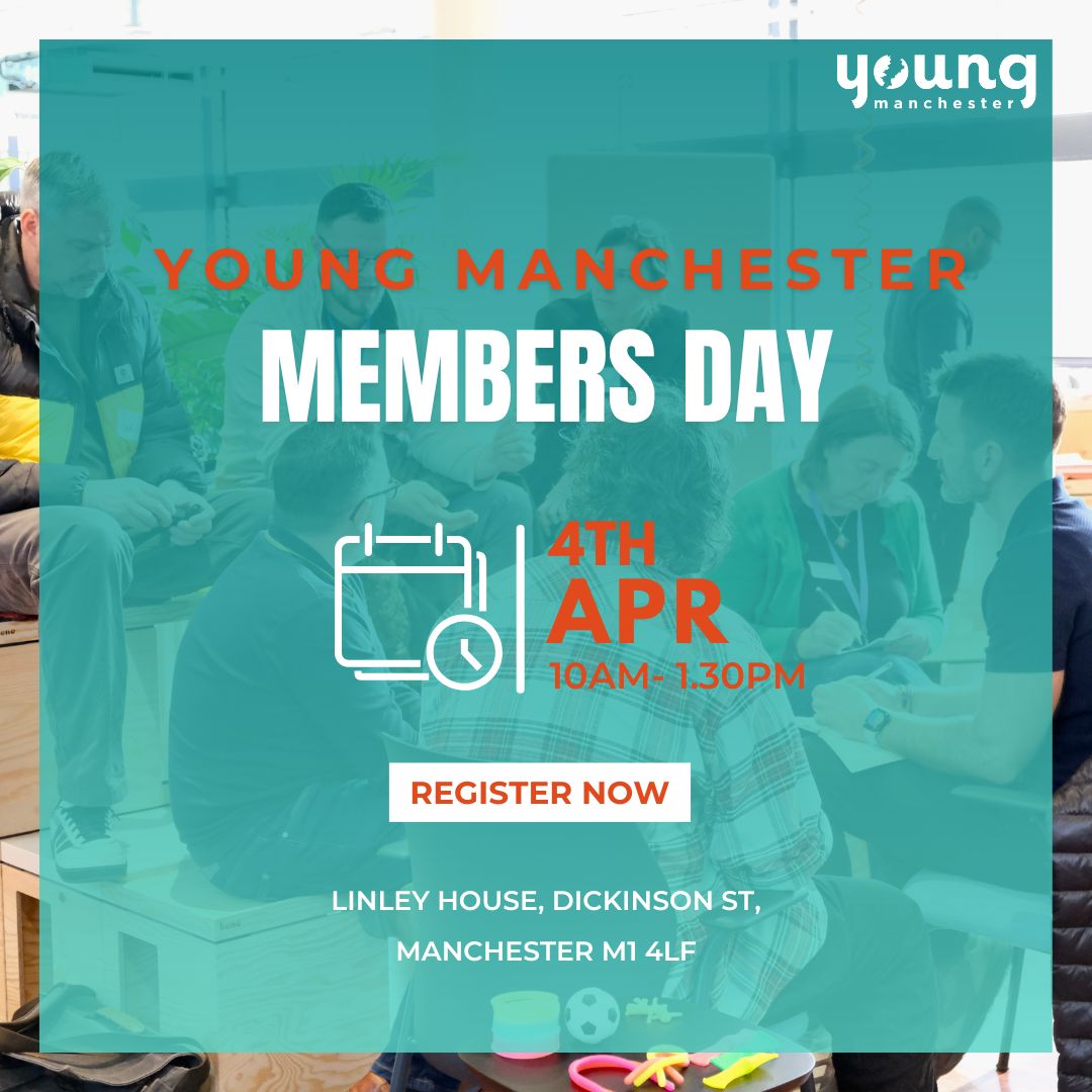 Join us from 10 AM on 4th April for our quarterly #MembersDay! 

🤝Connect with other charities!
🧑‍🏫Learn about the amazing work going on in Manchester!
🤔Reflect on how we can work together for Manchester's young people! 

Sign up via this link: forms.office.com/e/f5dywQdBqy