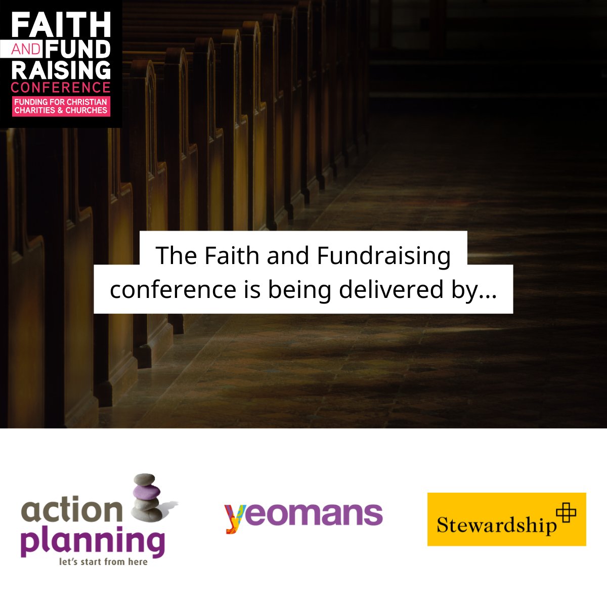 The Faith and Fundraising Conference 2025 is less than 2 weeks away now, so it's time to shine a light on our organising partners and sponsors:

Action Planning
@Yeodelling 
<a href="/stewardshipnews/">Stewardship</a> 

#FaithAndFundraising25