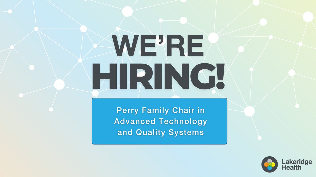 Exciting news! Lakeridge Health is seeking a visionary leader for the Perry Family Chair in Advanced Technologies &amp; Quality Systems—an opportunity to drive innovation, enhance patient care, and shape the future of health-care technology.

Learn more: lakeridgehealth.on.ca/en/aboutus/per…