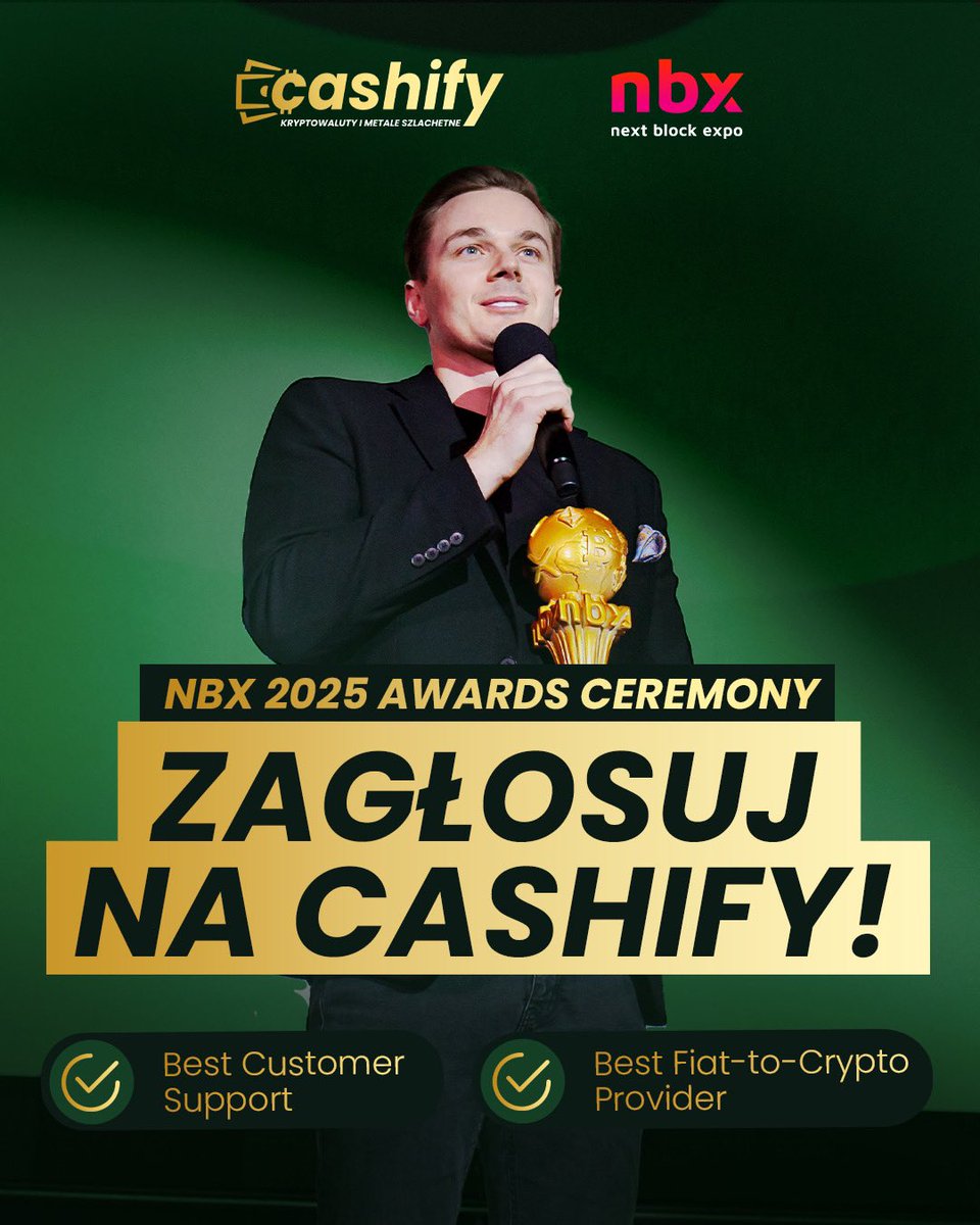 Cashify.eu (@cashifyeu) on Twitter photo Cashify z kolejnymi nominacjami ! ⚡
Znów potrzebujemy Twojego wsparcia! Dostaliśmy nominację od <a href="/nextblockexpo/">Next Block Expo</a> w dwóch kategoriach:
1️⃣ Best Customer Support
2️⃣ Best Fiat-to-Crypto Provider
Jak wiadomo, nigdzie się nie wymienia lepiej niż w Cashify. To dlatego, że mamy Cashify z kolejnymi nominacjami ! ⚡
Znów potrzebujemy Twojego wsparcia! Dostaliśmy nominację od <a href="/nextblockexpo/">Next Block Expo</a> w dwóch kategoriach:
1️⃣ Best Customer Support
2️⃣ Best Fiat-to-Crypto Provider
Jak wiadomo, nigdzie się nie wymienia lepiej niż w Cashify. To dlatego, że mamy