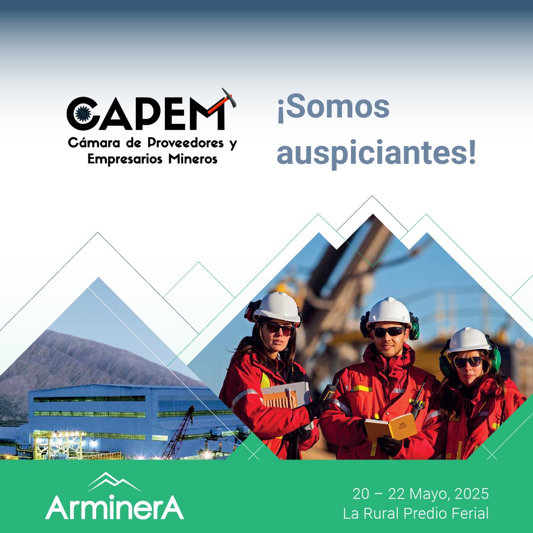 Nos complace ser partícipes en el escenario elegido por decidores nacionales e internacionales de la Industria Minera. <a href="/ArmineraExpo/">Arminera</a> <a href="/camaramineraarg/">CAEM - Cámara Argentina de Empresas Mineras</a>