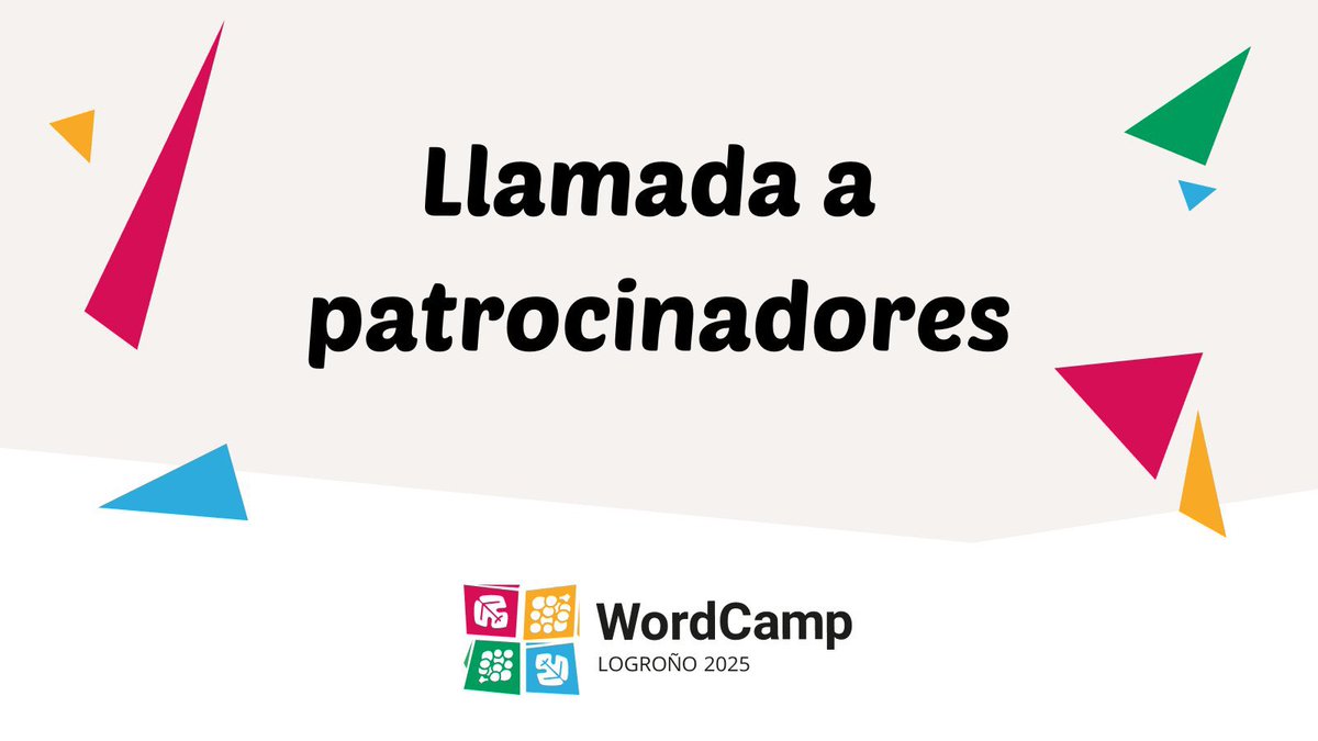 ¡La cuenta atrás ha comenzado! WordCamp Logroño 2025 

 ¿Quieres que tu empresa sea parte de este evento único?

Conviértete en patrocinador:

✅ Visibilidad 
✅ Espacio para mostrar tus productos o servicios
✅ Networking

📅 23 y 24 mayo

logrono.wordcamp.org/2025/llamada-a…

#WCLOGROÑO25