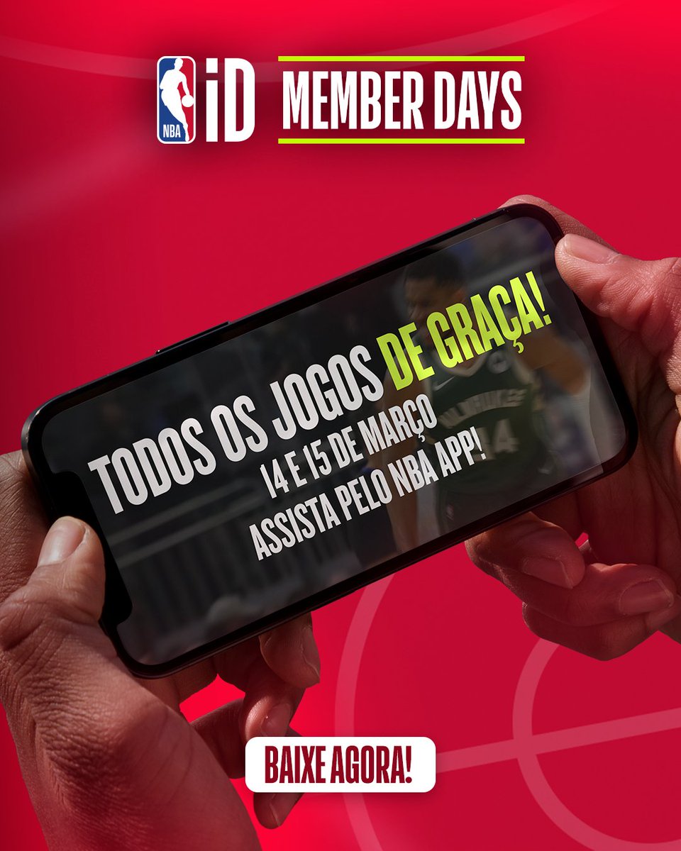 NBABrasil's tweet image. Nesta sexta e neste sábado os jogos estão DE GRAÇA no #NBAAPP! 🏀🔥 Baixe o NBA App (nbabrasil.info/NBAAPPx), crie sua NBA iD e aproveite!

#MemberDays
