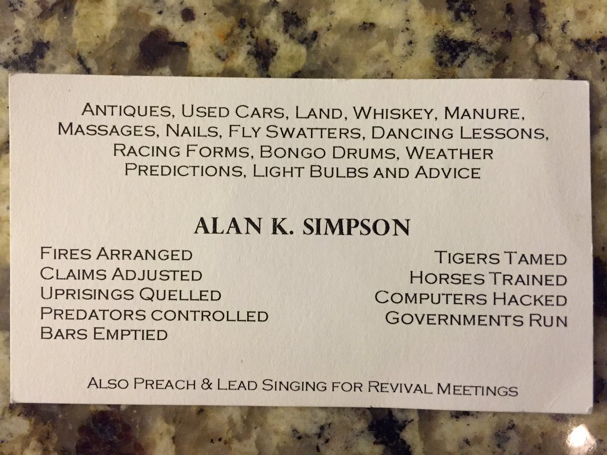 Wanted to share this in memory of Al Simpson. He gave me this at a ribbon cutting event at UW years ago. He was sharing stories, telling jokes, and talked to everyone at that event. I ended up missing my class, but it was worth it.